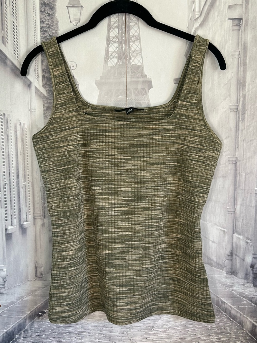 INC International Concepts Olive Green Marled Square-Neck Tank